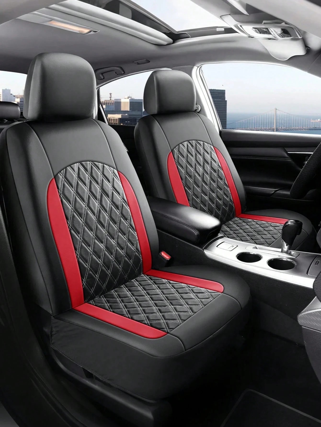 Universal Car Seat Covers Set- 2 Front Seats Or 5 Full Set, PU Leather Diamond Quilted, Non-Slip Backing, Easy Installation, Suitable For Sedan, SUV And Pickup Truck, Seat Covers, Interior Protection
