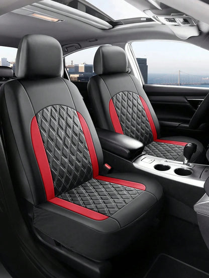 Universal Car Seat Covers Set- 2 Front Seats Or 5 Full Set, PU Leather Diamond Quilted, Non-Slip Backing, Easy Installation, Suitable For Sedan, SUV And Pickup Truck, Seat Covers, Interior Protection