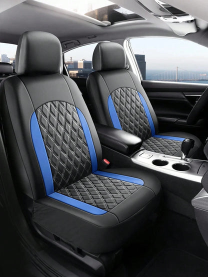 Universal Car Seat Covers Set- 2 Front Seats Or 5 Full Set, PU Leather Diamond Quilted, Non-Slip Backing, Easy Installation, Suitable For Sedan, SUV And Pickup Truck, Seat Covers, Interior Protection