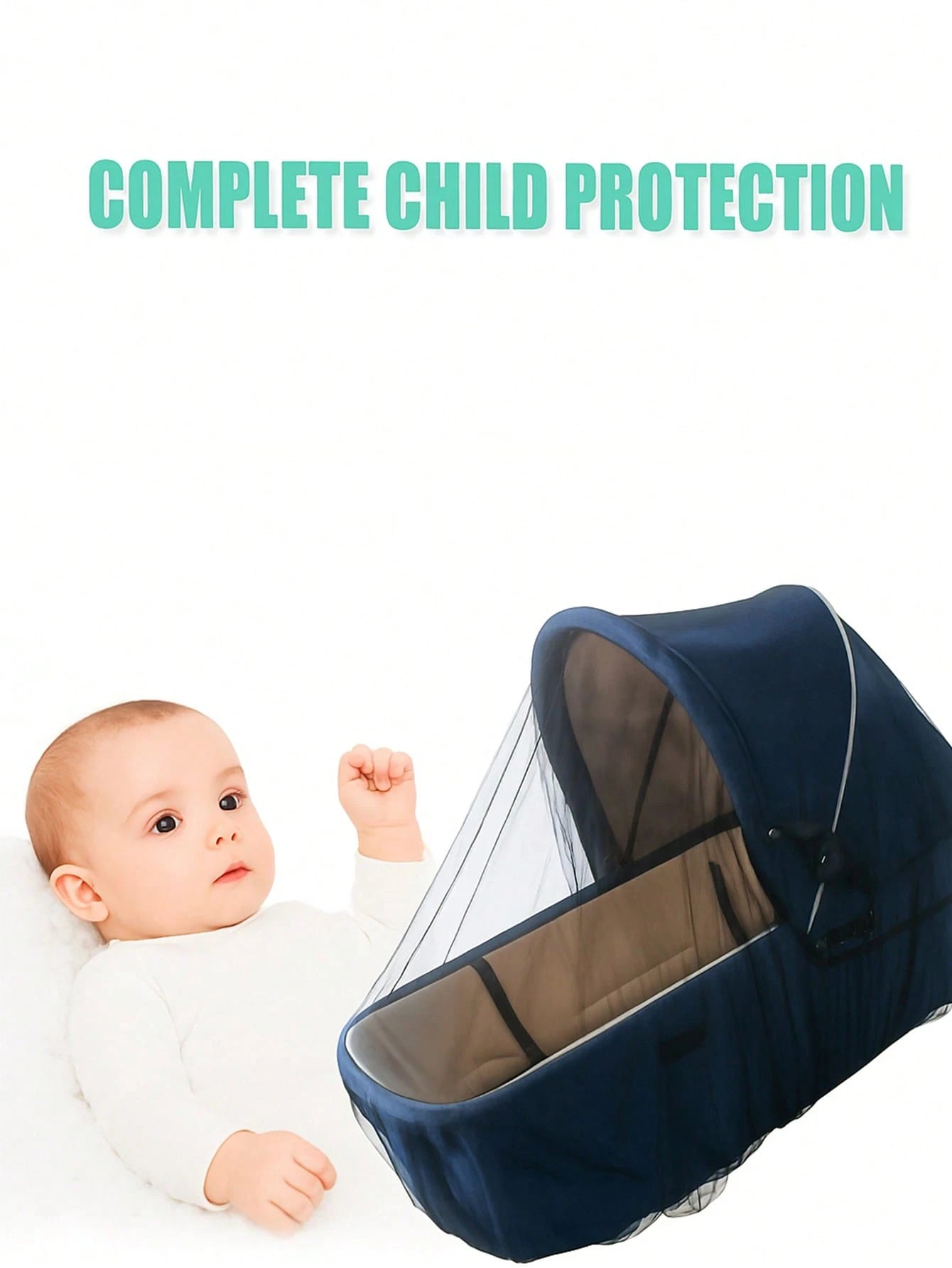Universal Mosquito Repellent Net Cover For Baby Strollers, All-Season Insect And Sun Protection, Baby Stroller Outdoor Travel Protection Net