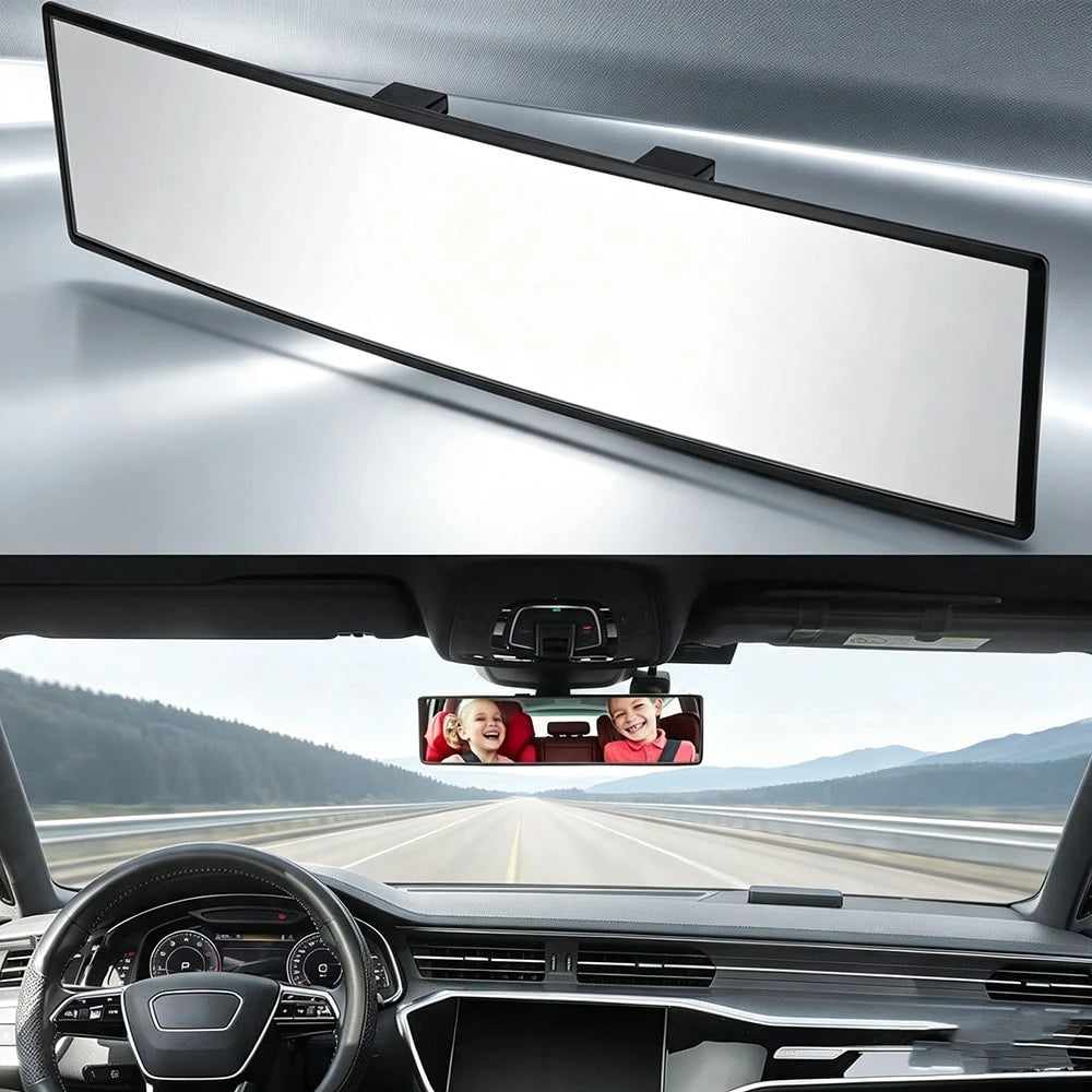 Universal Panoramic Car Rearview Mirror, Xtra Wide Vision Clip On Anti Blind Spot Interior Rear View Mirror