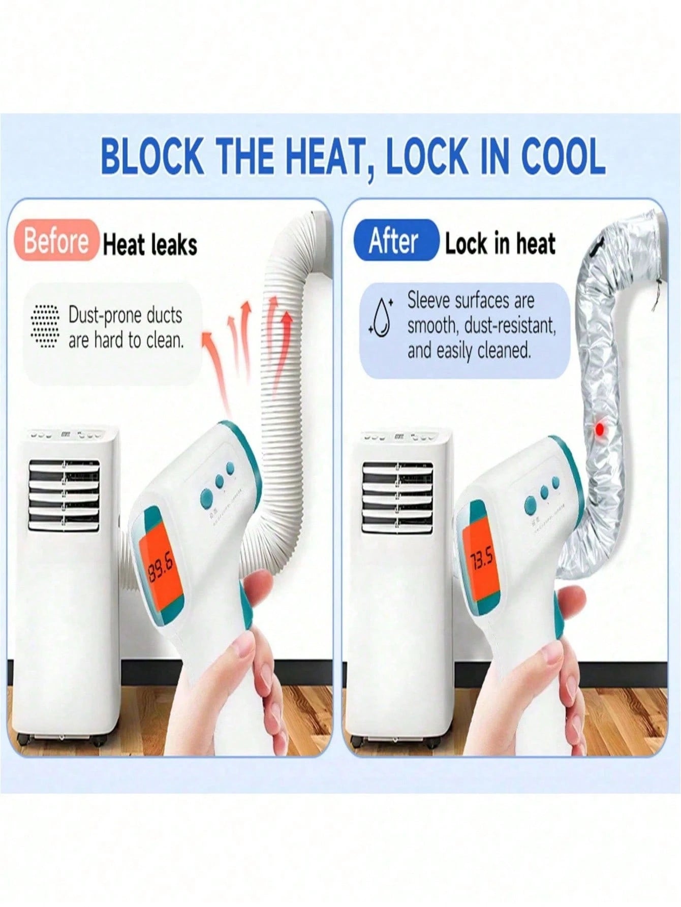 Upgraded Air Conditioner Exhaust Hose Cover- Portable, One-Click Installation, Fabric Ventilation Cover, AC Accessory, Fashionable Appearance, Flexible Design. AC Drainage Pipe Accessory, Thickened A