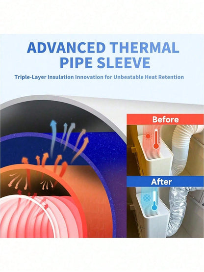 Upgraded Air Conditioner Exhaust Hose Cover- Portable, One-Click Installation, Fabric Ventilation Cover, AC Accessory, Fashionable Appearance, Flexible Design. AC Drainage Pipe Accessory, Thickened A