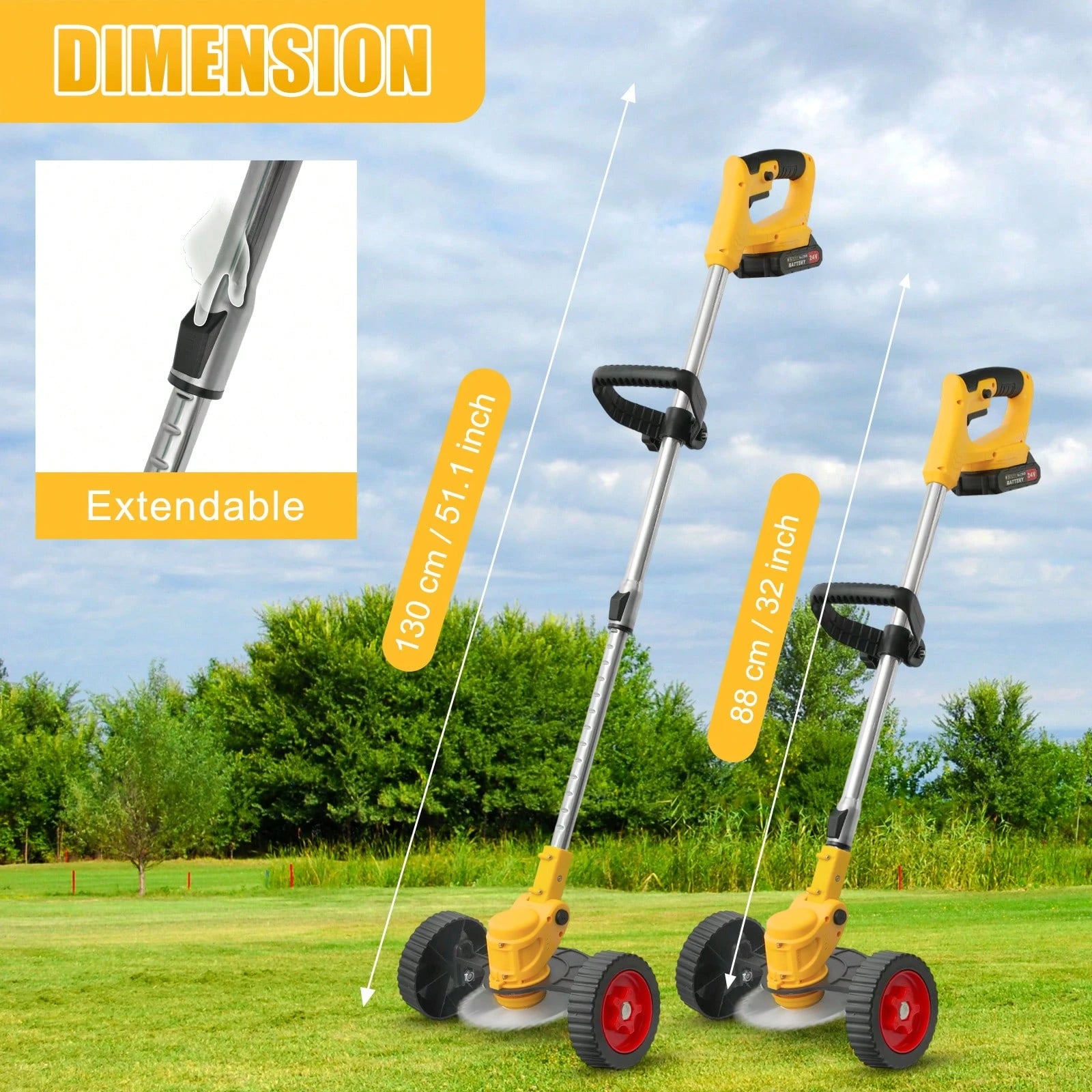 Upgraded Cordless Electric Lawn Mower- 24V 2X2.0Ah Battery-Powered, 3-In-1 Grass Trimmer/Edger/Mini Mower/Brush Cutter With 3 Types Of Blade Assemblies, Ideal For Lawns & Gardens