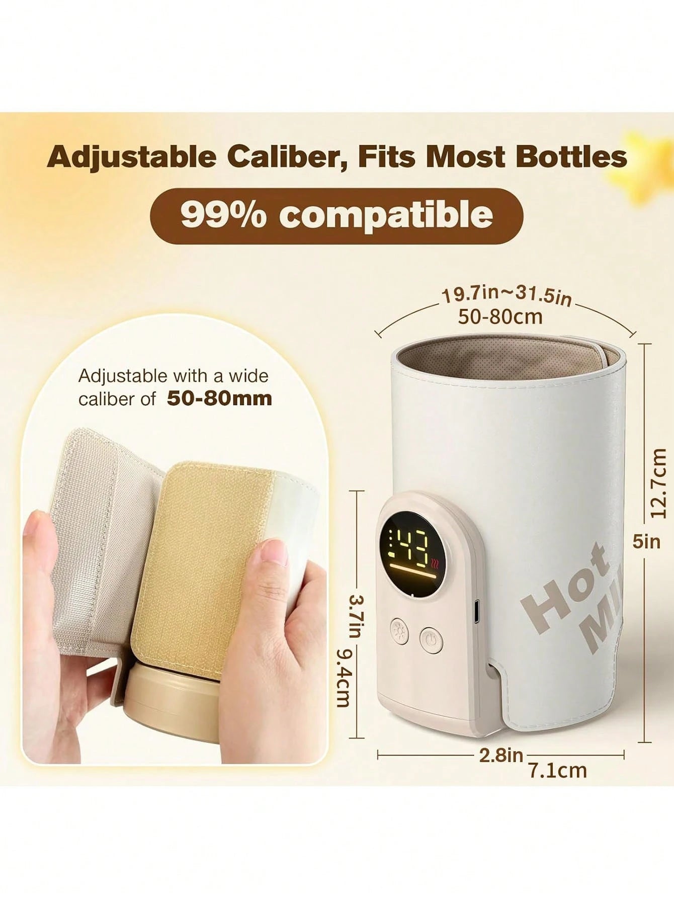 Upgraded Portable Bottle Warmer, 6 Temperature Settings, Smart Control With Night Light Display, Fast Heating, Keeps Warm For 5-8 Hours, Convenient For Feeding Baby On The Go, Portable Travel Bottle W