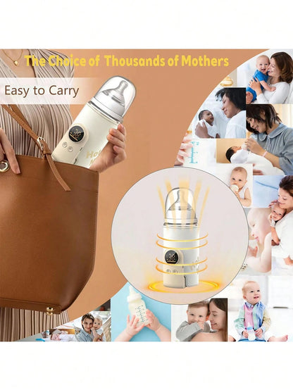 Upgraded Portable Bottle Warmer, 6 Temperature Settings, Smart Control With Night Light Display, Fast Heating, Keeps Warm For 5-8 Hours, Convenient For Feeding Baby On The Go, Portable Travel Bottle W