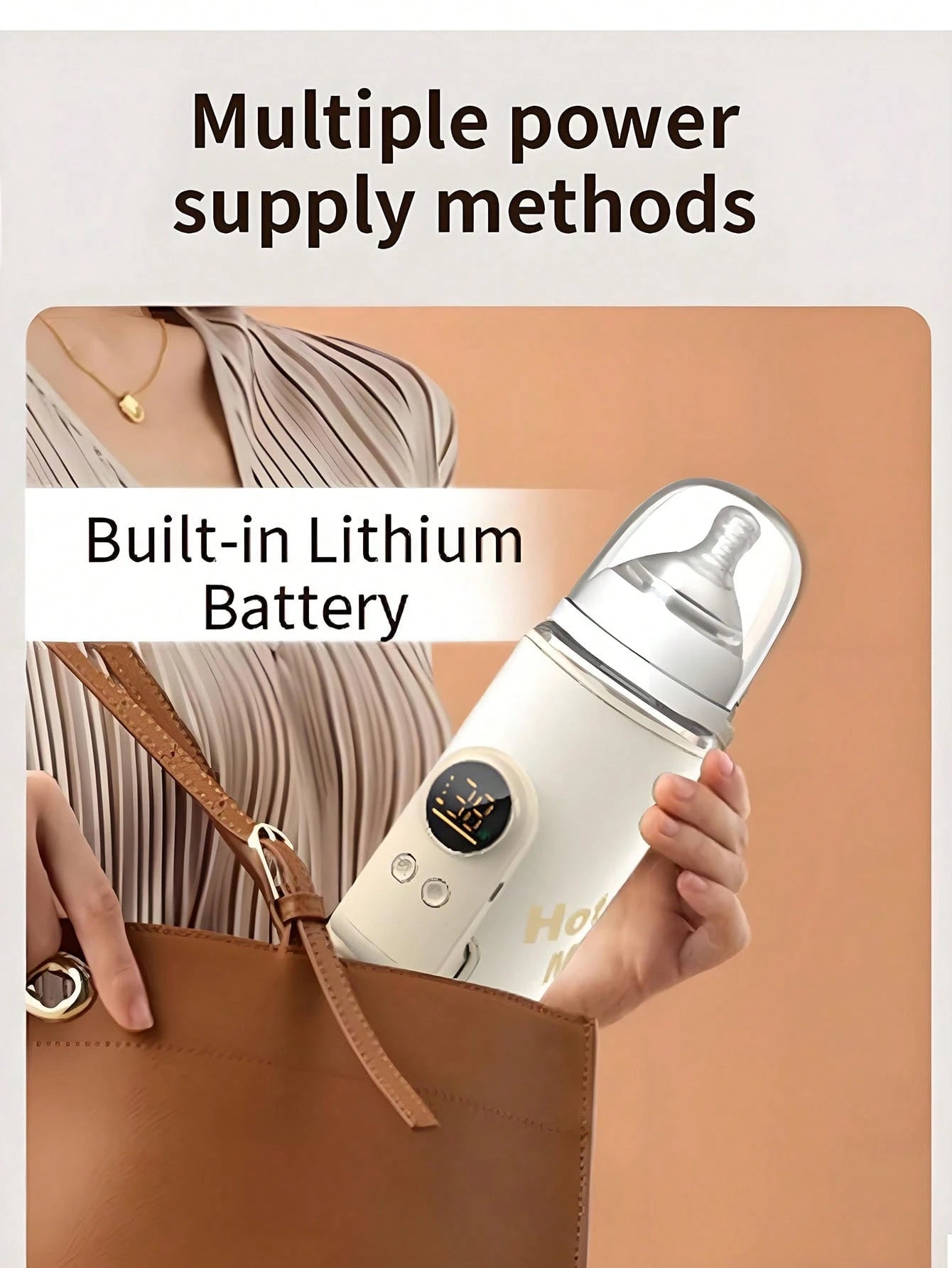 Upgraded Portable Bottle Warmer, 6 Temperature Settings, Smart Control With Night Light Display, Fast Heating, Keeps Warm For 5-8 Hours, Convenient For Feeding Baby On The Go, Portable Travel Bottle W