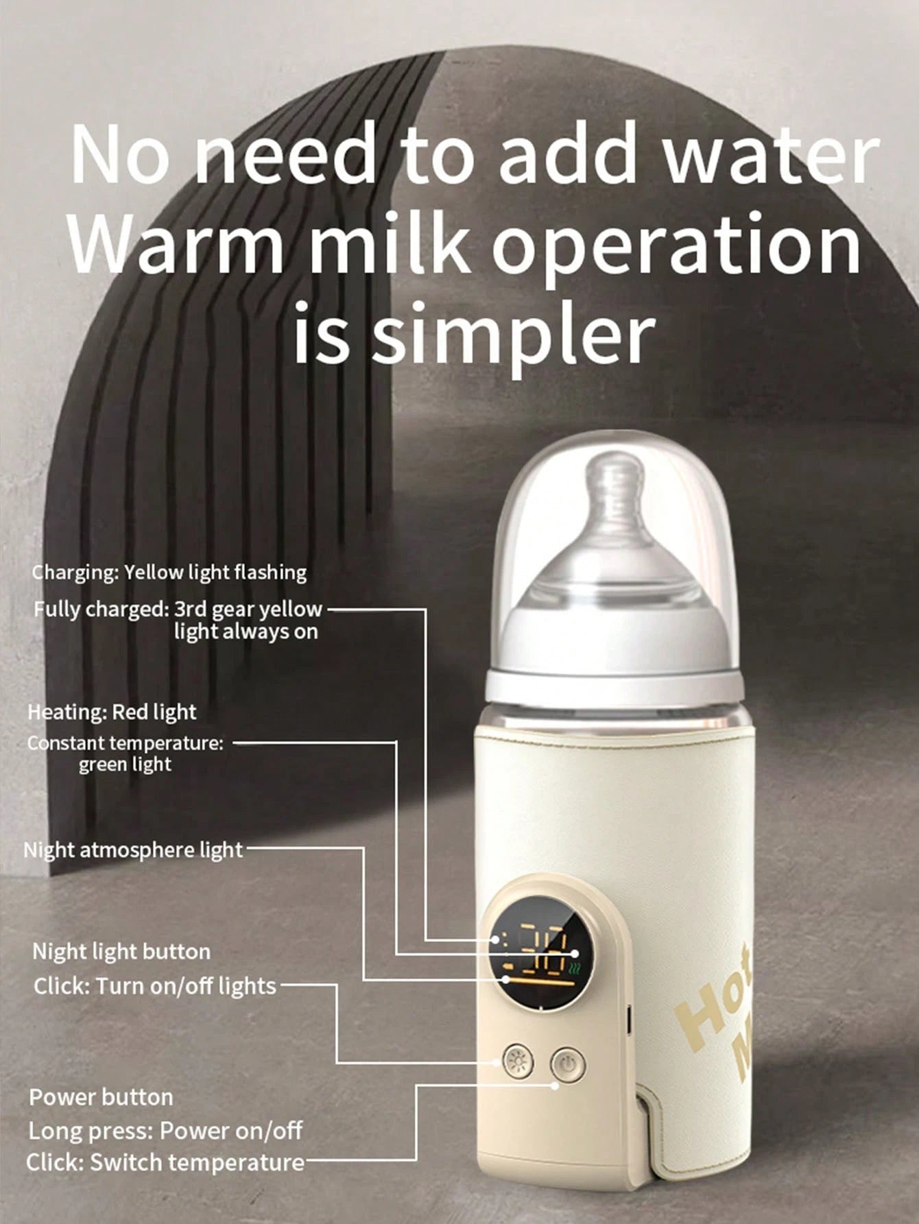 Upgraded Portable Bottle Warmer, 6 Temperature Settings, Smart Control With Night Light Display, Fast Heating, Keeps Warm For 5-8 Hours, Convenient For Feeding Baby On The Go, Portable Travel Bottle W