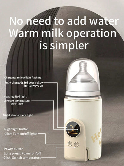 Upgraded Portable Bottle Warmer, 6 Temperature Settings, Smart Control With Night Light Display, Fast Heating, Keeps Warm For 5-8 Hours, Convenient For Feeding Baby On The Go, Portable Travel Bottle W