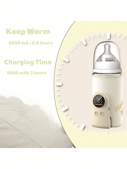 Upgraded Portable Bottle Warmer, 6 Temperature Settings, Smart Control With Night Light Display, Fast Heating, Keeps Warm For 5-8 Hours, Convenient For Feeding Baby On The Go, Portable Travel Bottle W