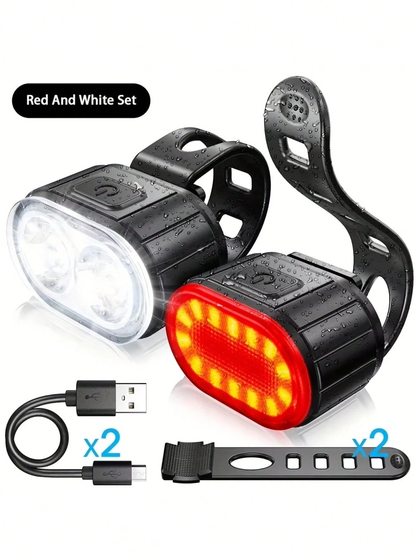 USB Rechargeable LED Light Set, Ultra Bright Front And Rear Lights, 4/6 Modes, Night Riding Lights, Safety Warning Lights, Front And Rear Illumination, Warning Flashing Cycling Gear, Handlebar Mount