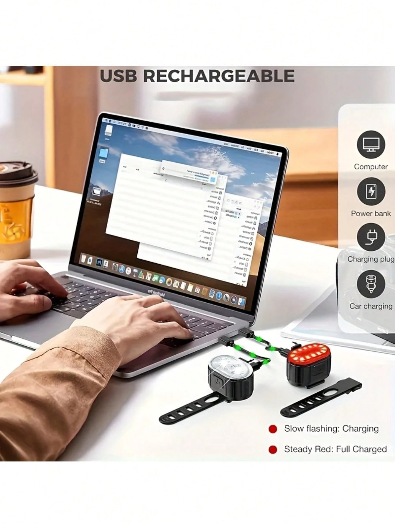 USB Rechargeable LED Light Set, Ultra Bright Front And Rear Lights, 4/6 Modes, Night Riding Lights, Safety Warning Lights, Front And Rear Illumination, Warning Flashing Cycling Gear, Handlebar Mount