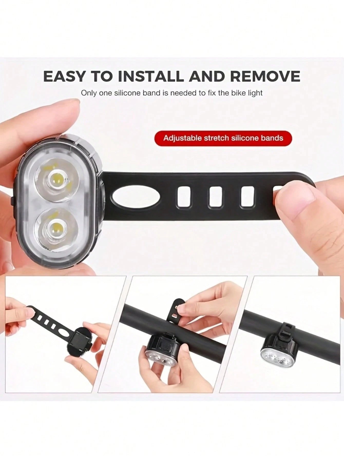 USB Rechargeable LED Light Set, Ultra Bright Front And Rear Lights, 4/6 Modes, Night Riding Lights, Safety Warning Lights, Front And Rear Illumination, Warning Flashing Cycling Gear, Handlebar Mount