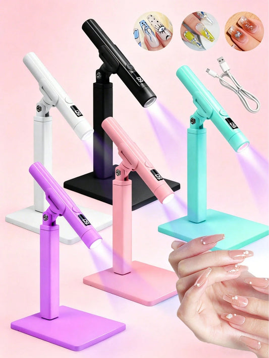 UV LED Nail Lamp, Mini UV Nail Lamp, Portable Nail Dryer, Upright Nail Lamp, Professional Mini UV Nail Dryer Lamp With Stand And French Stamp (Pink Or White, Black, Purple, Blue), Valentine's Day Gift