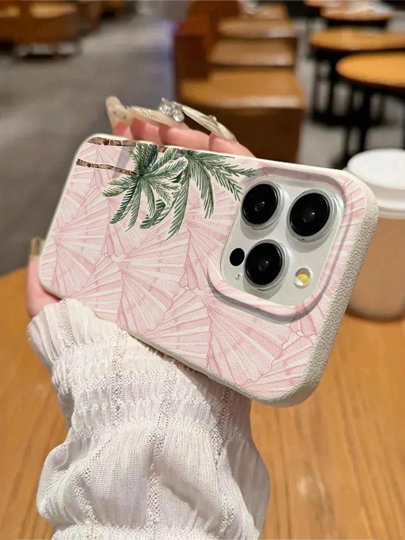 Vacation Style Fashion TPU 1pc Minimalist Pink Full-Screen Coconut Tree & Pink Shell Pattern Phone Case Soft TPU Shockproof Anti-Scratch Protective Cover Compatible With IPhone 11/12/13/14/14Plus/15/1