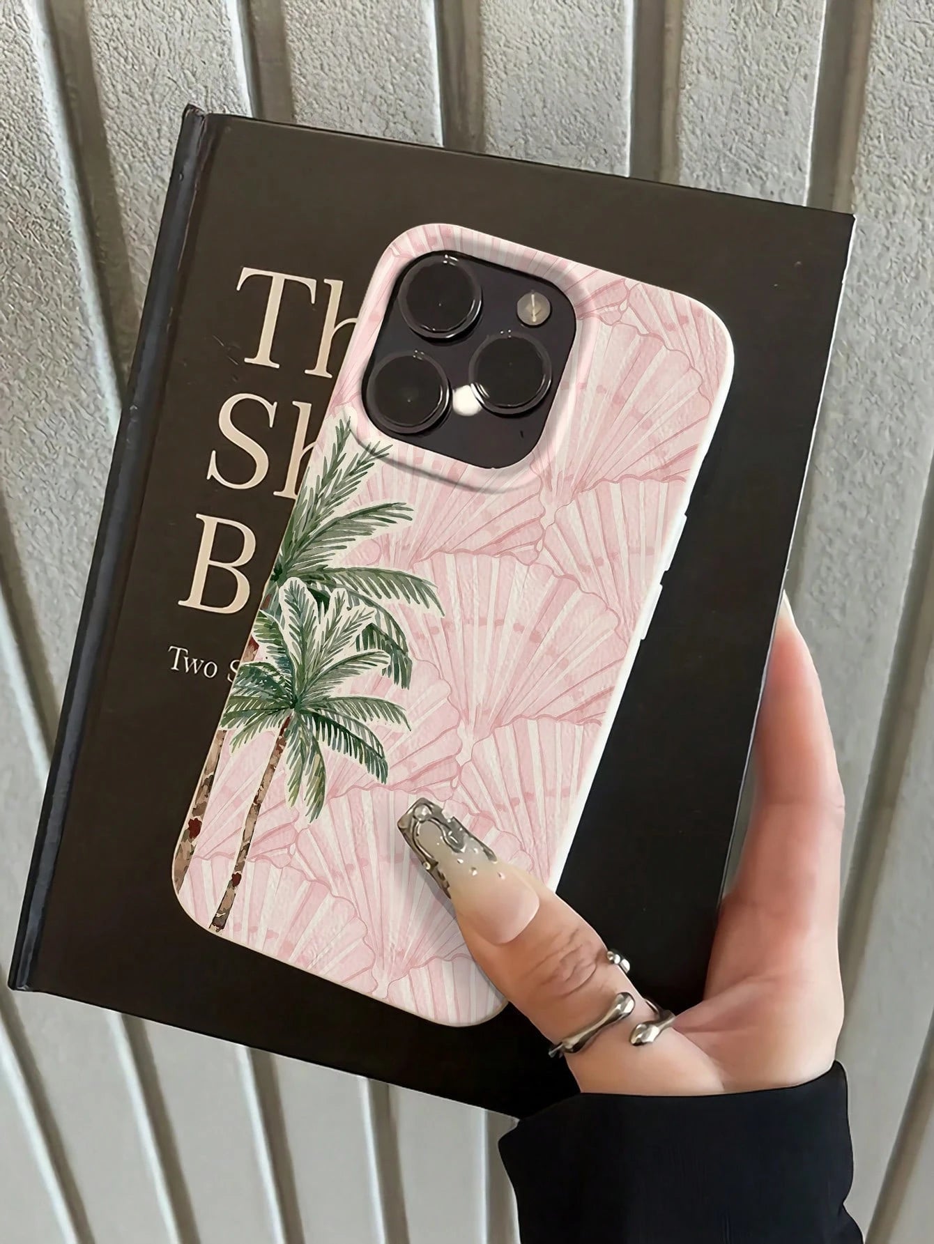 Vacation Style Fashion TPU 1pc Minimalist Pink Full-Screen Coconut Tree & Pink Shell Pattern Phone Case Soft TPU Shockproof Anti-Scratch Protective Cover Compatible With IPhone 11/12/13/14/14Plus/15/1