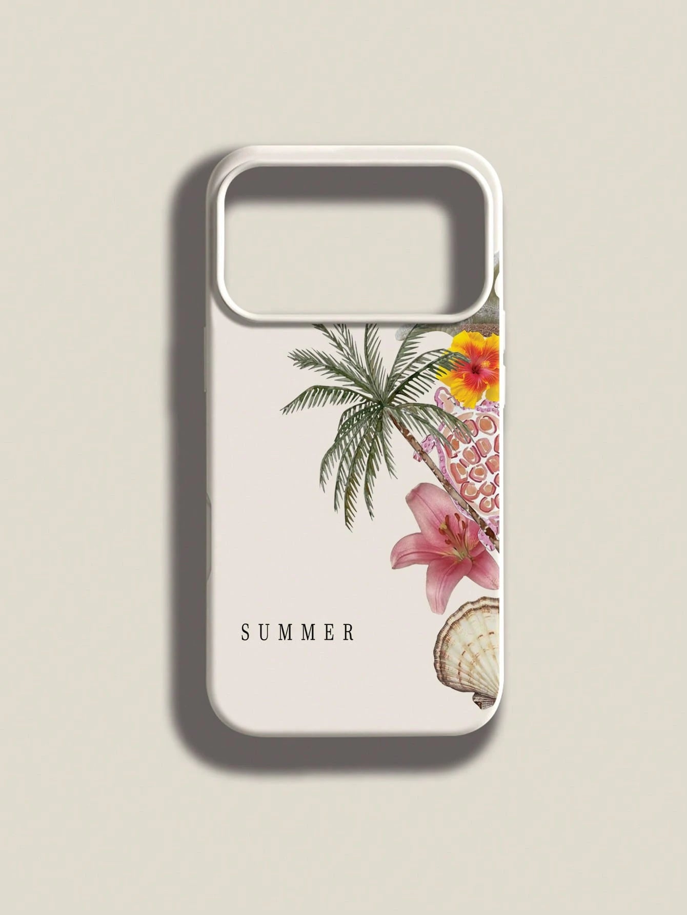 Vacation Style Fashion TPU 1pc Minimalist Pink Full-Screen Coconut Tree & Pink Shell Pattern Phone Case Soft TPU Shockproof Anti-Scratch Protective Cover Compatible With IPhone 11/12/13/14/14Plus/15/1