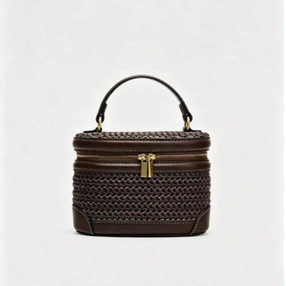 Vacation Style Woven Handbag New Fashion Straw Box Bag Shoulder Casual Pleated Chest Bag Versatile, Beach