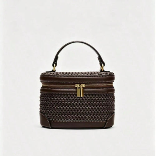 Vacation Style Woven Handbag New Fashion Straw Box Bag Shoulder Casual Pleated Chest Bag Versatile, Beach