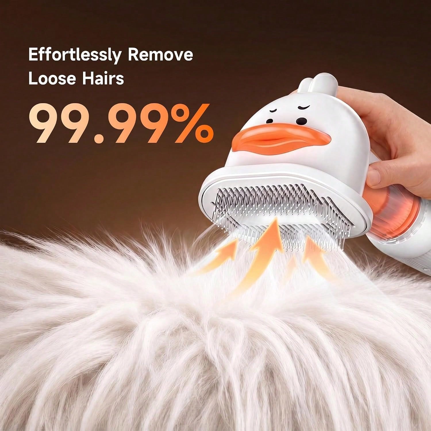 Vacuum Dog Brush For Shedding, Mess-Free Grooming| 4-In-1 Grooming, Traps Loose Hair, Self-Cleaning, Slicker Brush, Low Noise, Dogs & Cats, Short & Medium Coats