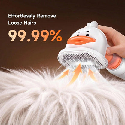 Vacuum Dog Brush For Shedding, Mess-Free Grooming| 4-In-1 Grooming, Traps Loose Hair, Self-Cleaning, Slicker Brush, Low Noise, Dogs & Cats, Short & Medium Coats