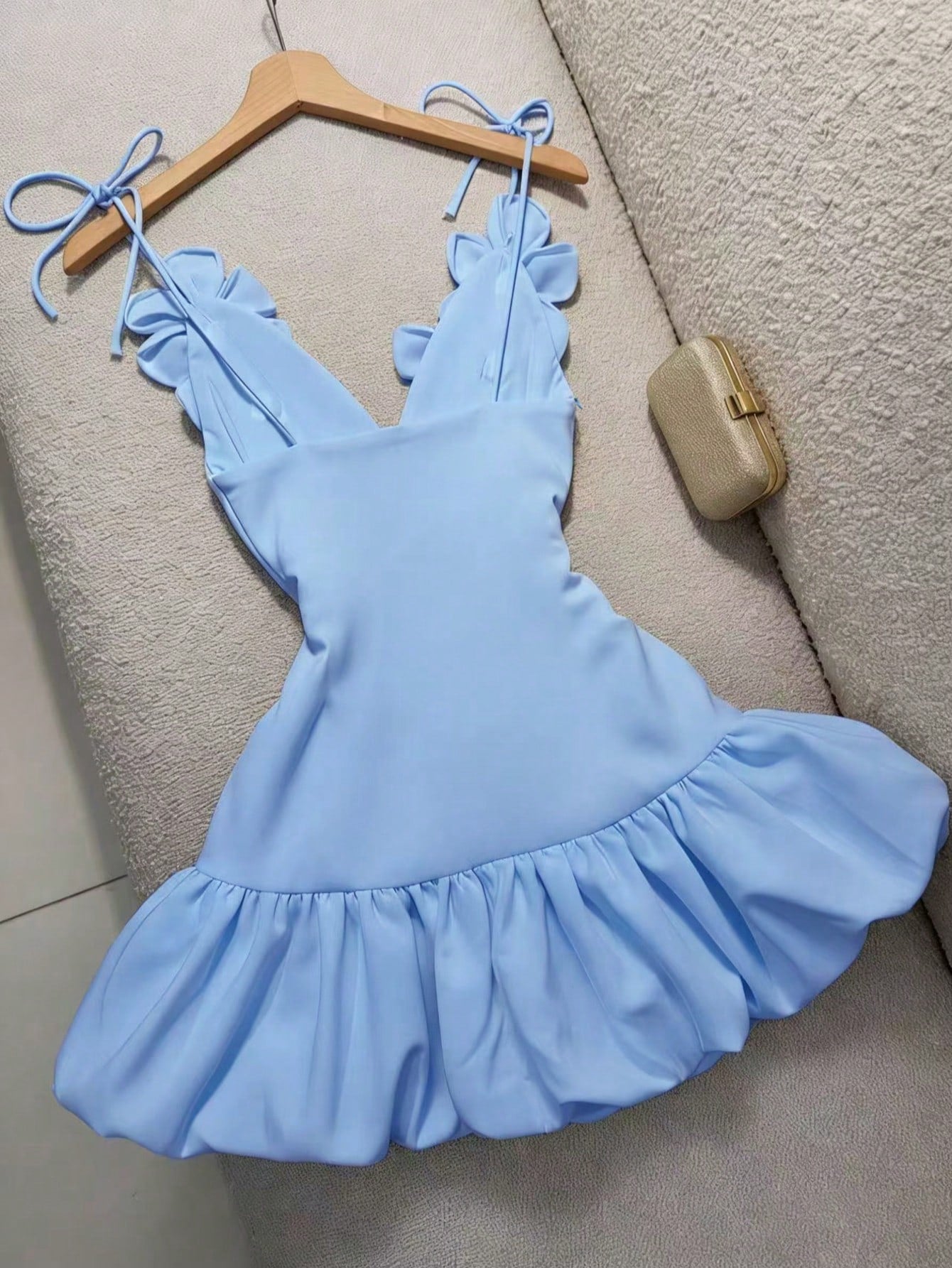 Valentine's Day Party Cocktail Dress, Puff Dress, 3D Floral Strap Mini Dress Summer Elegant