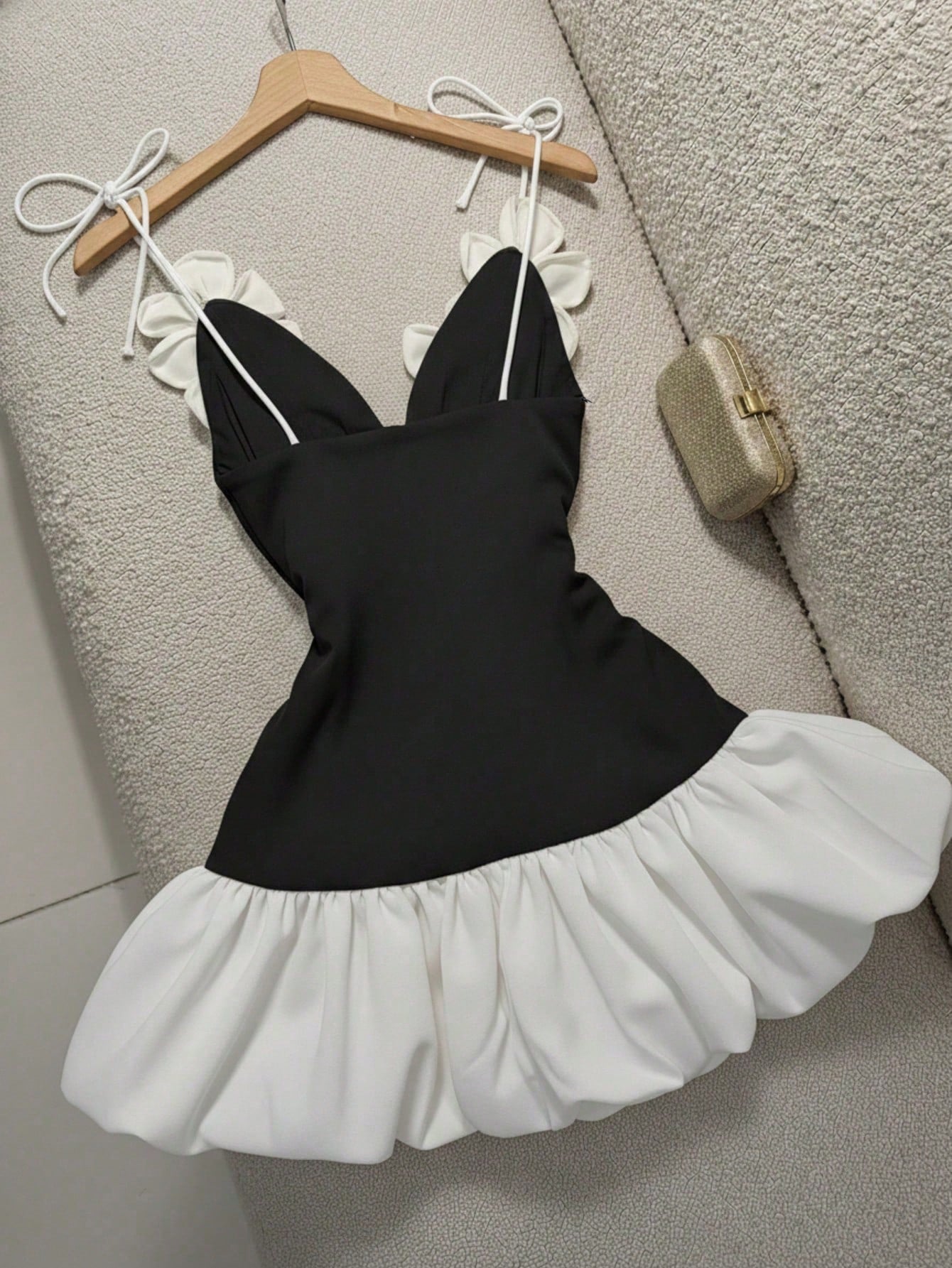 Valentine's Day Party Cocktail Dress, Puff Dress, 3D Floral Strap Mini Dress Summer Elegant