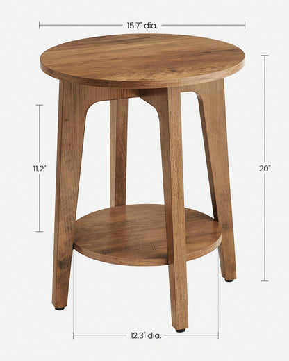 VASAGLE Side Table, Small Round End Table With Lower Shelf, Nightstand For Small Spaces, Living Room, Bedroom