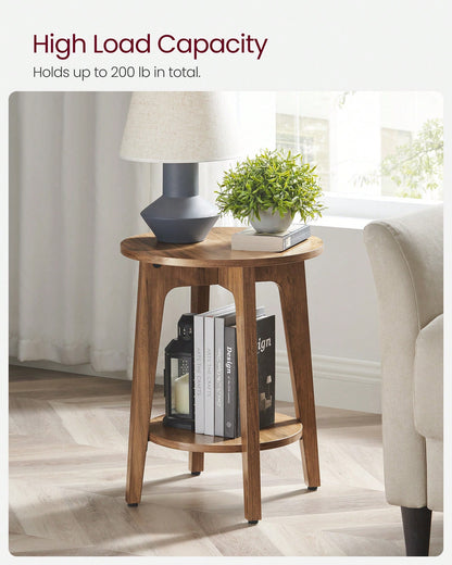 VASAGLE Side Table, Small Round End Table With Lower Shelf, Nightstand For Small Spaces, Living Room, Bedroom