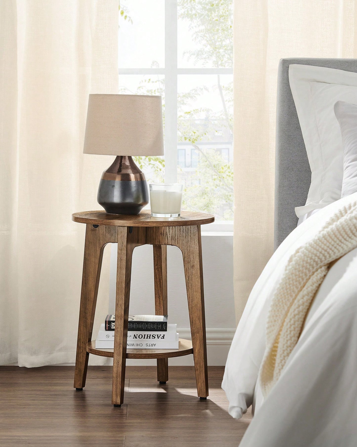 VASAGLE Side Table, Small Round End Table With Lower Shelf, Nightstand For Small Spaces, Living Room, Bedroom