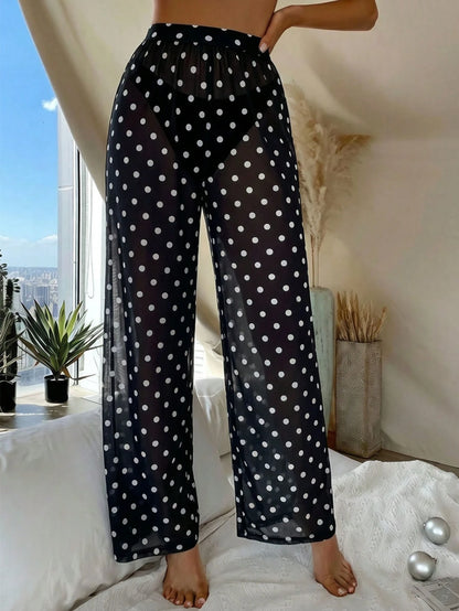 Vaytide Women's Polka Dot Print Loose Cover-Up Top And Pants Set For Vacation