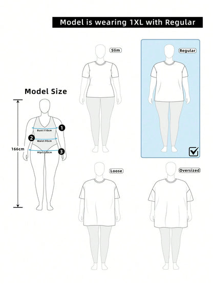 VCAY Plus Size Women's Solid Color Round Neck Criss-Cross Back Casual Versatile Daily Wear Short Sleeve T-Shirt