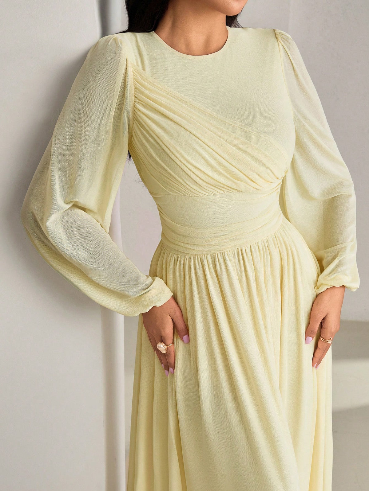 Veilorie New Design Pleated Cinched Waist Elegant Flowy Everyday Dress For Parties And Vacation