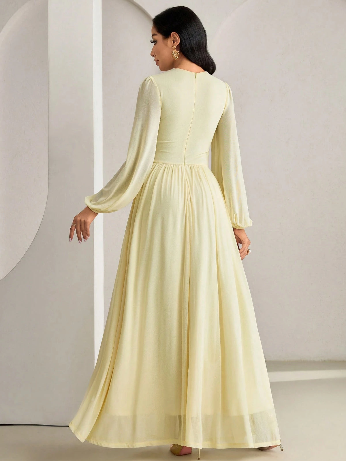 Veilorie New Design Pleated Cinched Waist Elegant Flowy Everyday Dress For Parties And Vacation