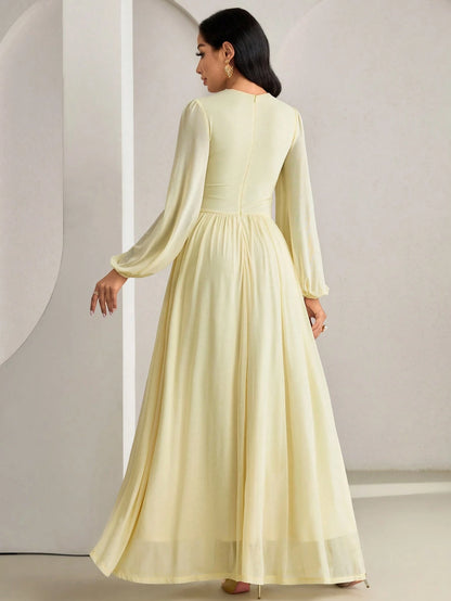 Veilorie New Design Pleated Cinched Waist Elegant Flowy Everyday Dress For Parties And Vacation