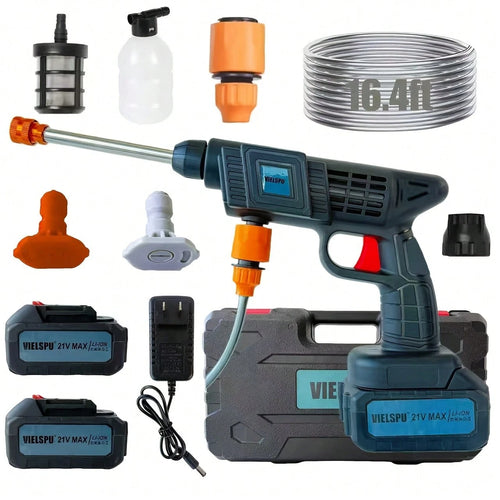 Vielspu Power Blaster Plus Pressure Washer Cordless Portable Electric High Pressure Water Spray Gun And Hose Car Washer Cleaner Tool For Balconies Windows, Exterior Walls, Floors, Fences, Gardens