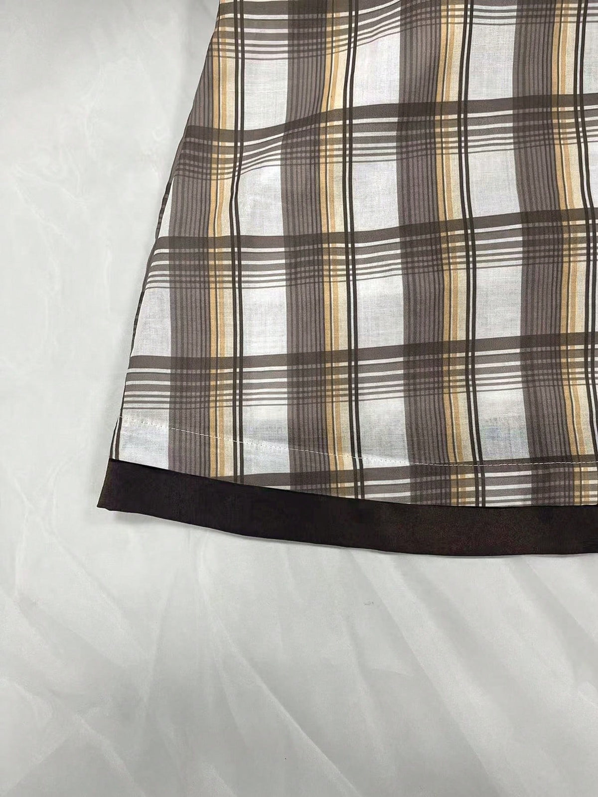 Vintage Plaid V-Neck Cinched Waist Sexy Crop Top