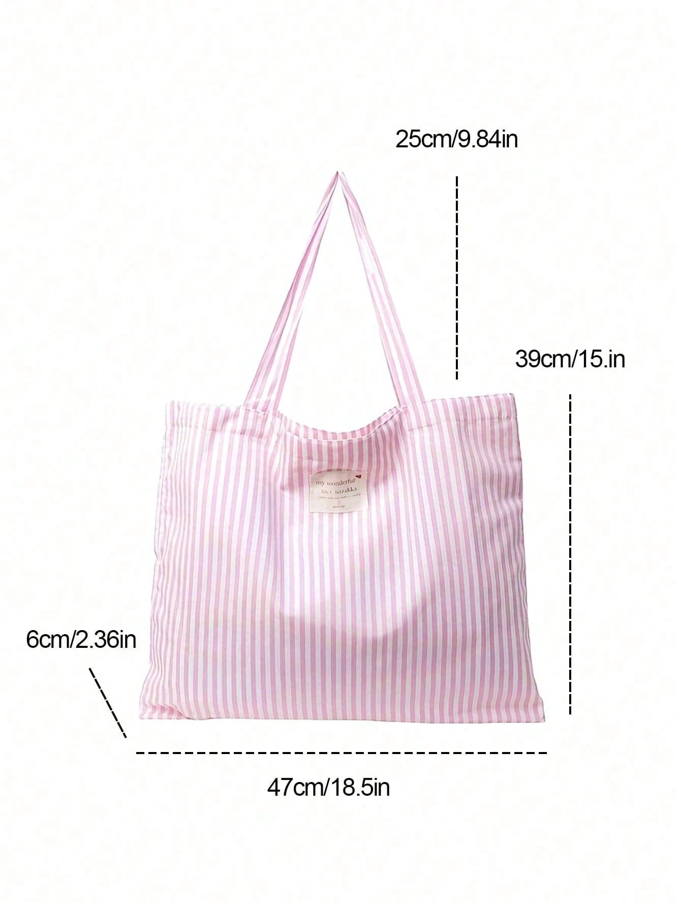Vintage Striped Canvas Tote Bag, Women's Large Capacity Suitable For Travel And Shopping, For Her