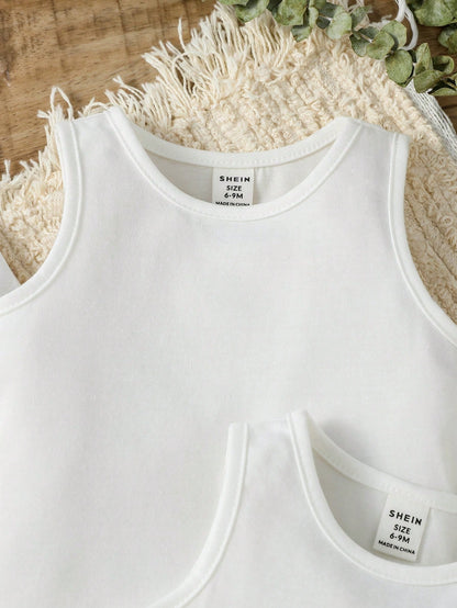 Vintaside Kids Baby Boy 4pcs/Set Classic Casual Daily Sports Comfortable White Tank Top  Suitable For Life  Vacation  School  Spring/Summer  Back To Fall