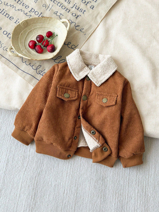 Vintaside Kids Baby Boys 0-3 Years Old Casual Flap Pocket Thermal Lined Jacket, Suitable For Autumn/Winter Fall