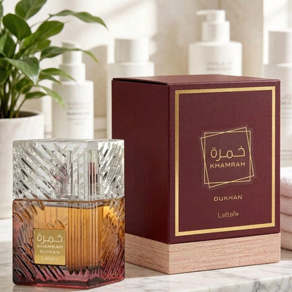 Viral Lattafa Khamrah Dukhan Unisex EDP Spray, 30ml 1.0oz/ 100ml 3.4oz, Authentic Arabian Oriental Perfume, Intense Smoky Woody Spicy Long Wear Fragrance For Him & Her