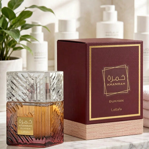 Viral Lattafa Khamrah Dukhan Unisex EDP Spray, 30ml 1.0oz/ 100ml 3.4oz, Authentic Arabian Oriental Perfume, Intense Smoky Woody Spicy Long Wear Fragrance For Him & Her