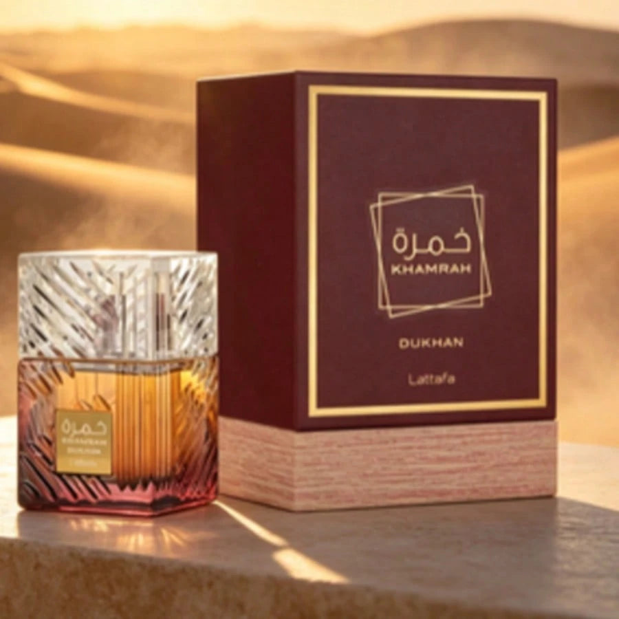 Viral Lattafa Khamrah Dukhan Unisex EDP Spray, 30ml 1.0oz/ 100ml 3.4oz, Authentic Arabian Oriental Perfume, Intense Smoky Woody Spicy Long Wear Fragrance For Him & Her