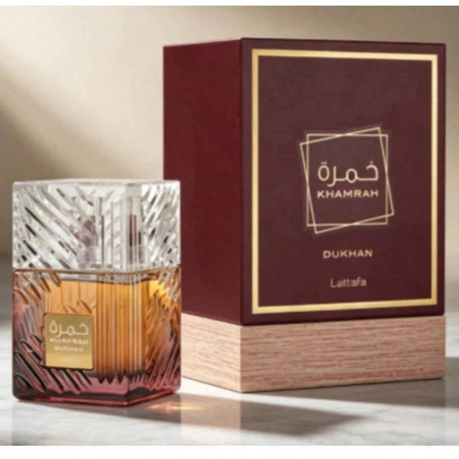 Viral Lattafa Khamrah Dukhan Unisex EDP Spray, 30ml 1.0oz/ 100ml 3.4oz, Authentic Arabian Oriental Perfume, Intense Smoky Woody Spicy Long Wear Fragrance For Him & Her