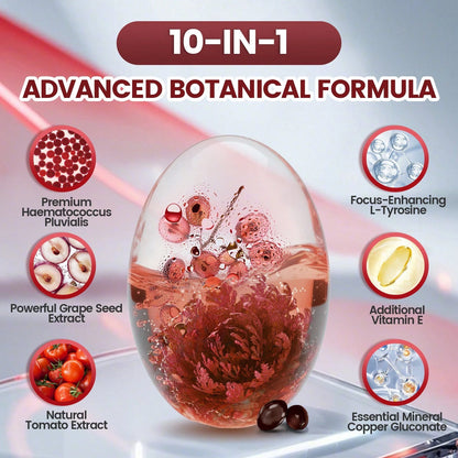 VivoNu Astaxanthin 12mg, 240 Softgel Capsules, Fresh Rain Red Algae, 10 In 1 Astaxanthin Antioxidant Supplement, Containing Lycopene, Grape Seeds, Vitamin E, Etc., Supporting Eye, Joint, And Skin Heal
