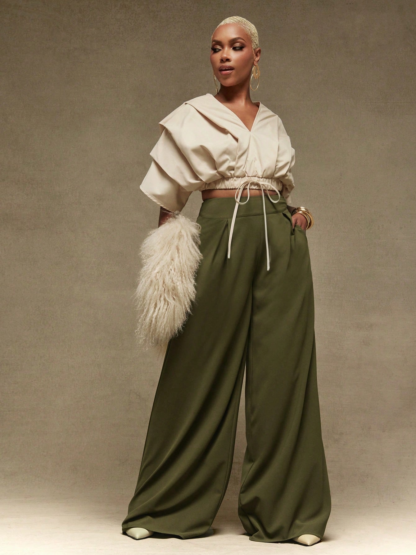 Vixey High-Waist Flowy Wide Leg Pants, Work Pants, Office Wear, Work Trousers, Casual Trousers