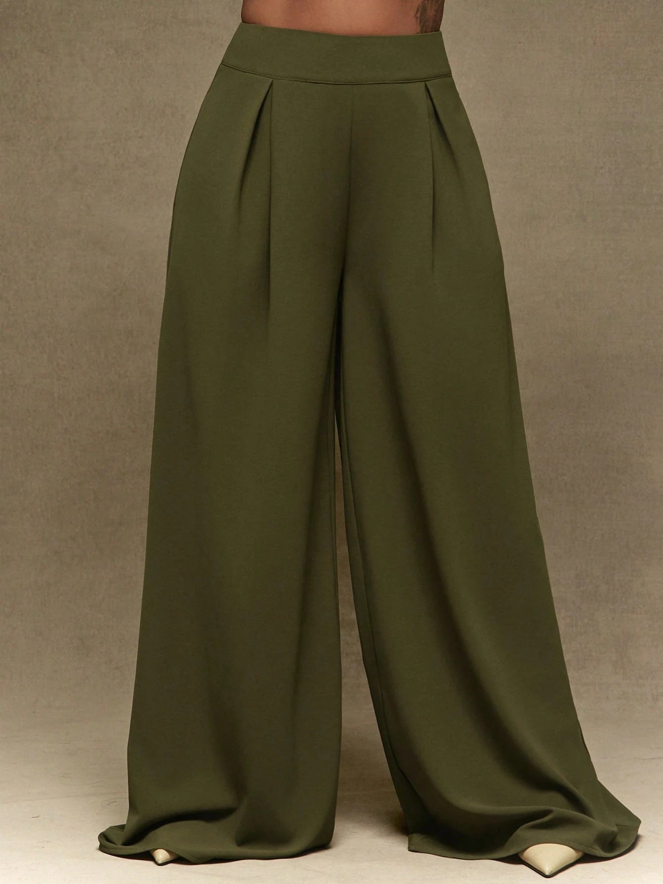 Vixey High-Waist Flowy Wide Leg Pants, Work Pants, Office Wear, Work Trousers, Casual Trousers