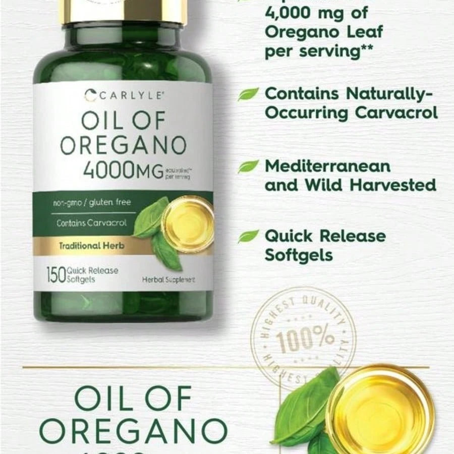 VPOAJ Carlyle Oregano Oil 4000mg Supplement| 150 Softgel Capsules| Contains Carvacrol| Non-GMO & Gluten Free Formula