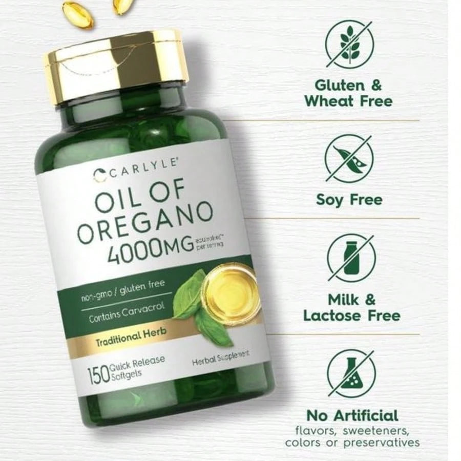 VPOAJ Carlyle Oregano Oil 4000mg Supplement| 150 Softgel Capsules| Contains Carvacrol| Non-GMO & Gluten Free Formula