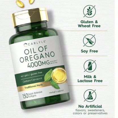 VPOAJ Carlyle Oregano Oil 4000mg Supplement| 150 Softgel Capsules| Contains Carvacrol| Non-GMO & Gluten Free Formula